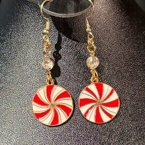 Gold and Red Swirl Earrings